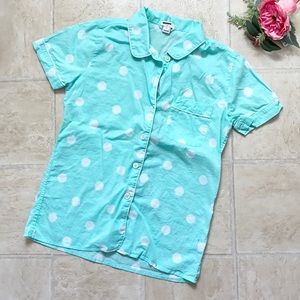 J. Crew Mint Green Polka Dot Pajama Top